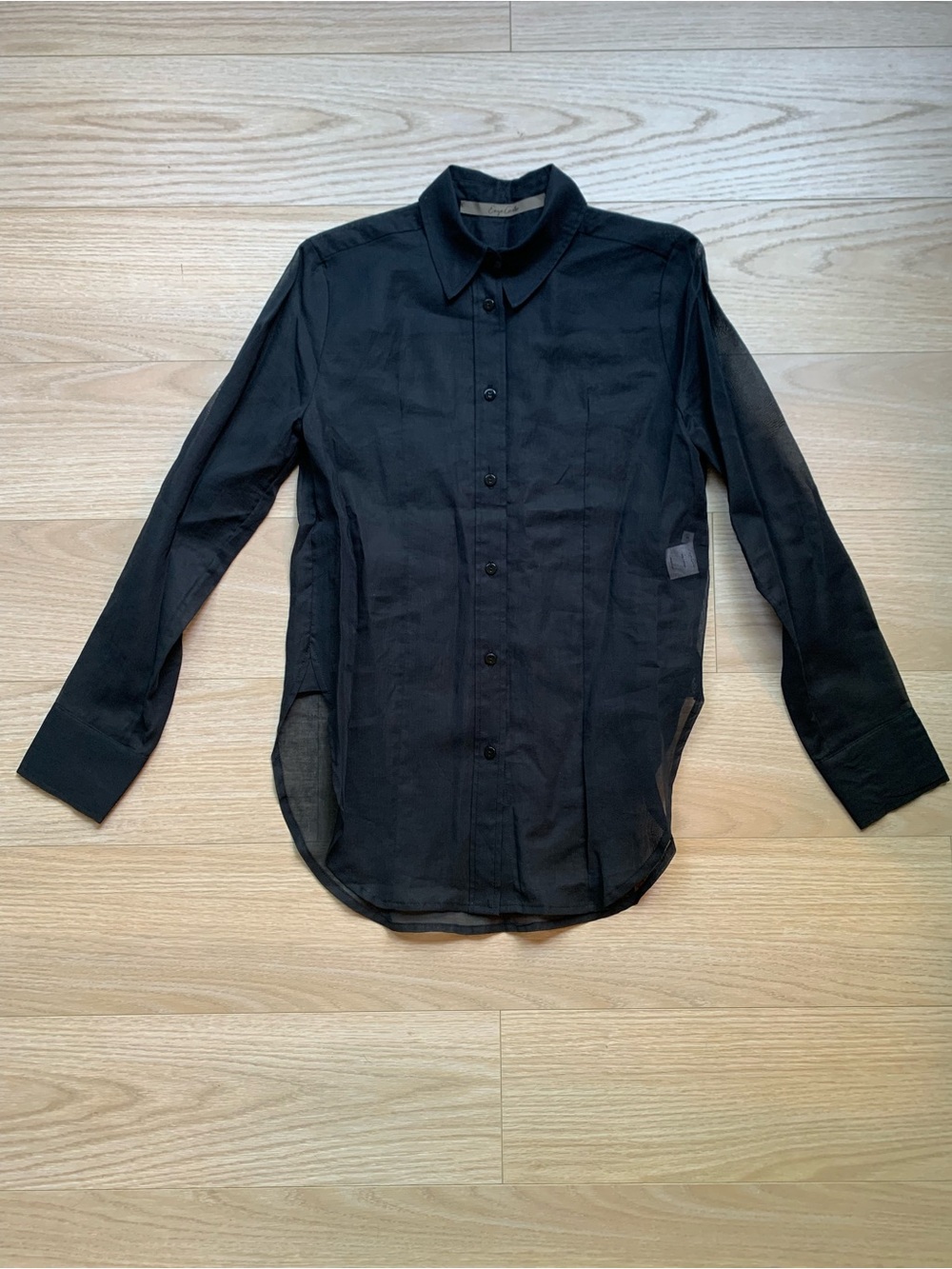 Enza Costa 100% Cotton Black Organza Fitted Button Up Shirt NWOT Size Small - Picture 3 of 6